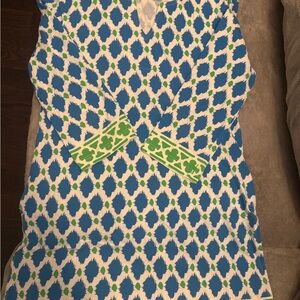 Elegant Blue and Green Long Sleeve Dress